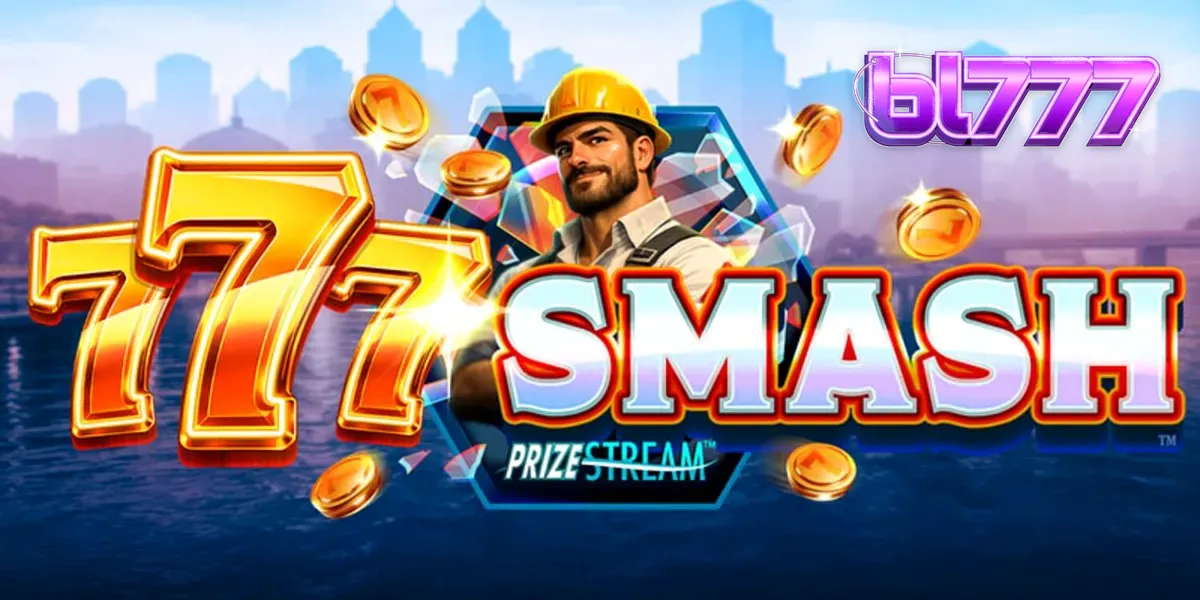 777 Smash slot game interface na may wrecking ball at construction theme